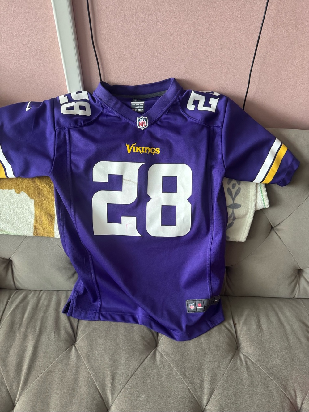 NFL Youth Purple Vikings #28 Football Jersey